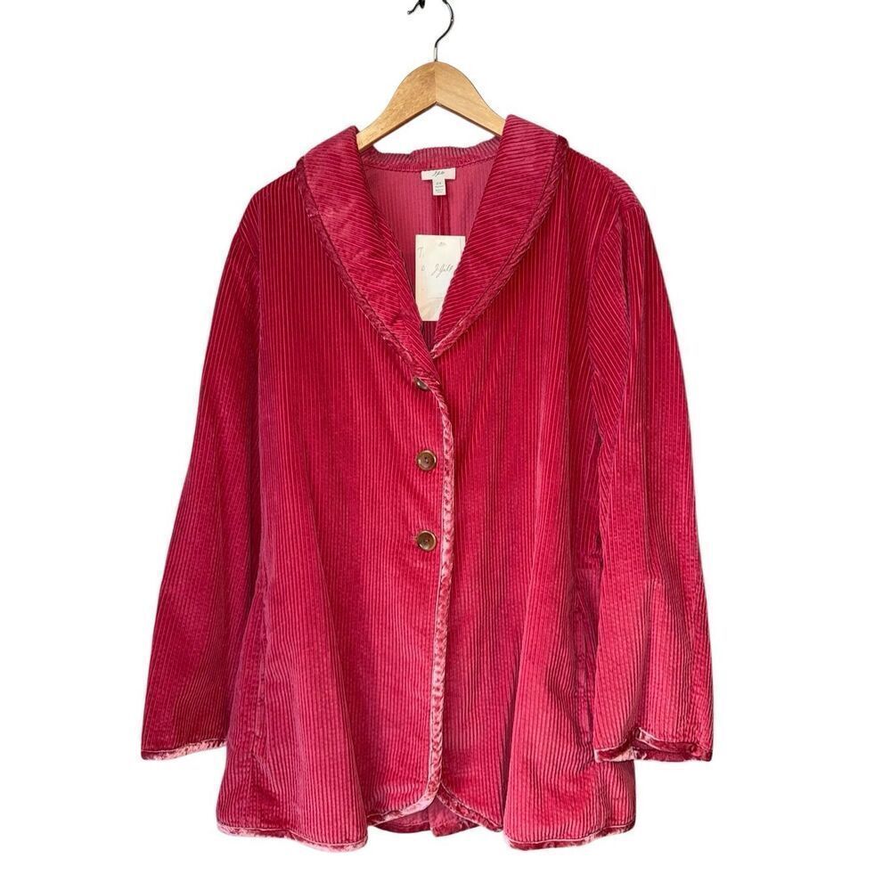 J. Jill Corduroy Jacket With Velvet Trim In Venitian Red Size 2XL